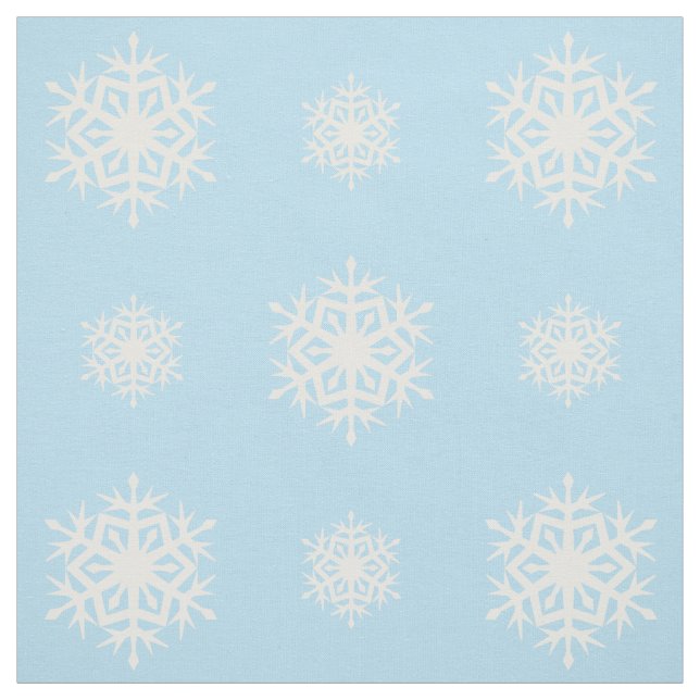 Snowflake Patterned Light Blue Fabric (Swatch)