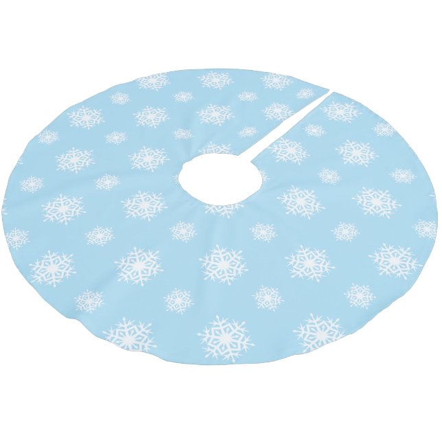 Snowflake Patterned Light Blue Tree Skirt (Angled)