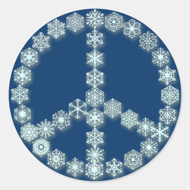 Snowflake Peace Symbol Tshirts, Hoodies, Gifts Classic Round Sticker (Front)
