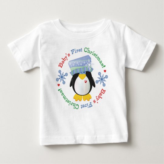 Snowflake Penguin Baby's First Christmas Baby T-Shirt
