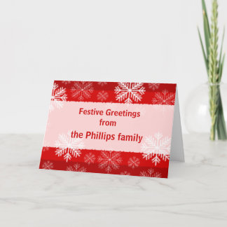 Snowflake Personalised Christmas Card Red