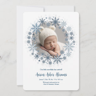 Snowflake Photo Birth Announcement 