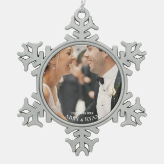 Snowflake Photo Frame Christmas Personalised Snowflake Pewter Christmas Ornament