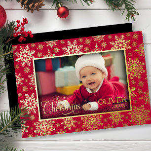 Snowflake Photo Frame Foil Holiday Card