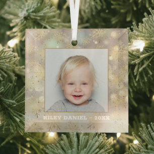 Snowflake Photo Glass Tree Decoration