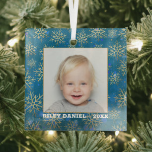 Snowflake Photo Glass Tree Decoration