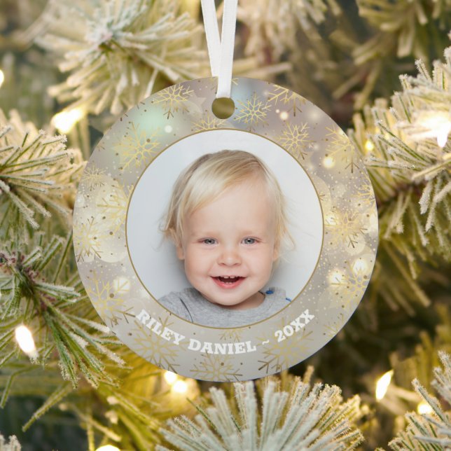 Snowflake Photo Metal Tree Decoration (Insitu)