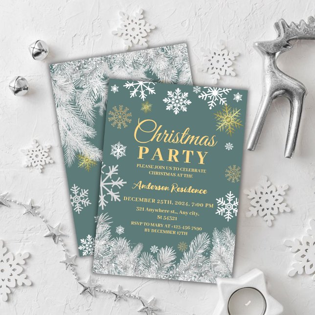 Snowflake Pine Elegant Corporate Christmas Party Invitation (Creator Uploaded)