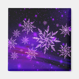 Snowflake pink and purple winter snow crystals magnet