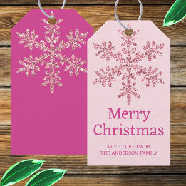 Snowflake Pink Glam Beautiful Colourful Christmas Gift Tags