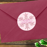 Snowflake Pink Glam Chic Rustic Envelope Seal<br><div class="desc">These personalised Christmas round labels in a light pink and rustic faux glitter snowflake design can be used as return address labels that do double duty as an envelope seal. Easy to customise, the address placeholder text over the middle in a dark pink font with matching borders can easily be...</div>