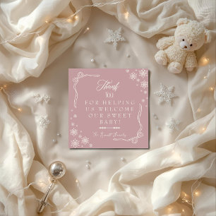 Snowflake Pink  Labor & Delivery NICU Hospital   Thank You Card
