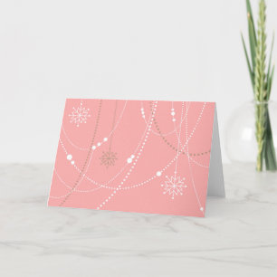 Snowflake pink mid century elegant winter cute card