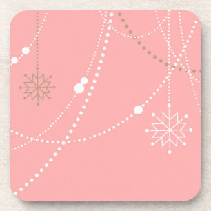 Snowflake pink mid century elegant winter cute coaster