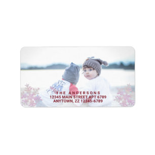 Snowflake Pink Opal Stylish Christmas Add Photo Label