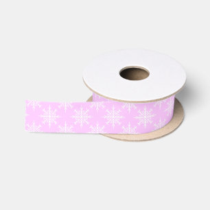 Snowflake Pink Pastel Pattern Christmas Holiday Satin Ribbon