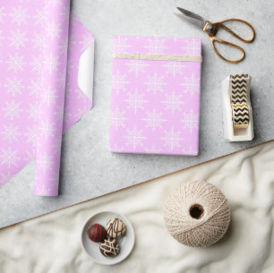 Snowflake Pink Pastel Pattern Christmas Holiday Wrapping Paper