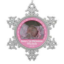 Snowflake Pink Photo Ornament