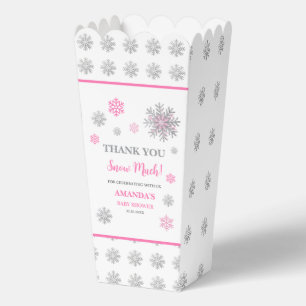 Snowflake Pink & Silver Glitter Winter Baby Shower Favour Box