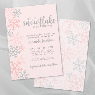 Snowflake Pink Winter Baby Shower Invitation