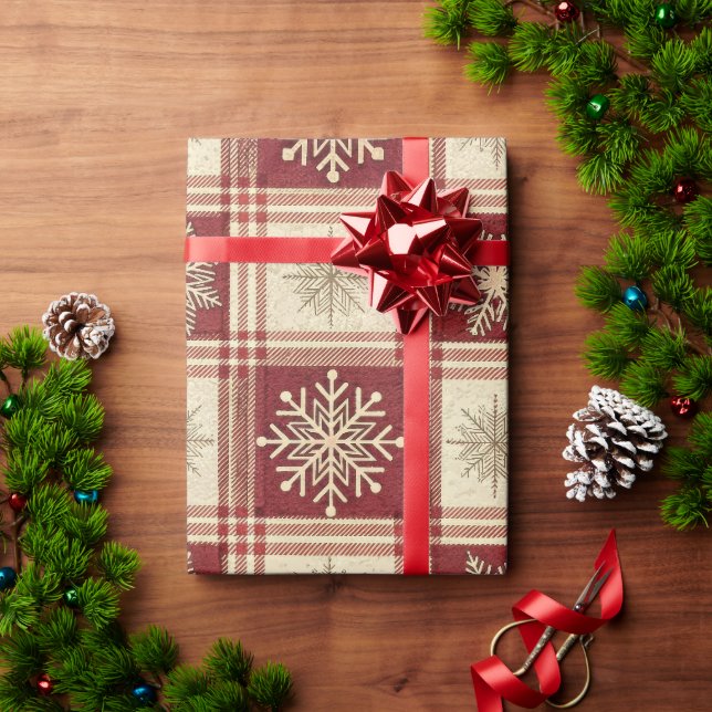  Snowflake Plaid Christmas Wrapping Paper (Holiday Gift)