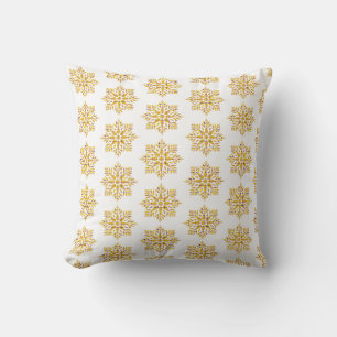 Snowflake Plaid Pattern Yellow Cushion