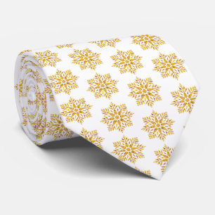 Snowflake Plaid Pattern Yellow Neck Tie