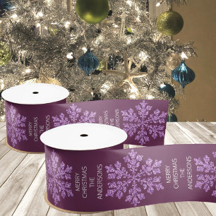 Snowflake Plum Bling Elegant Trendy Christmas Satin Ribbon
