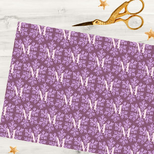 Snowflake Plum Bling Rustic Pattern Monogram Tissue Paper