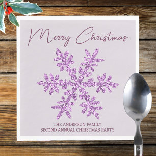 Snowflake Plum Glam Minimal Christmas Party Napkin