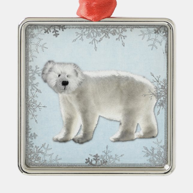 snowflake polar bear metal tree decoration (Front)