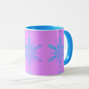 Snowflake purple blue mid century  mug
