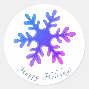 Snowflake Purple Christmas Holiday Classic Round Sticker