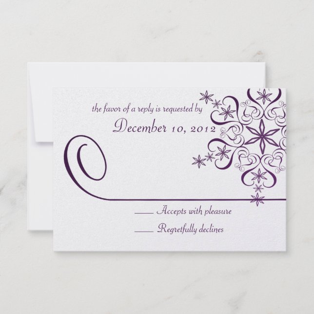 Snowflake Purple Elegance Response Card (Front)