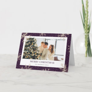 Snowflake Purple Elegant Photo Christmas Card