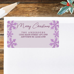 Snowflake Purple Glam Modern Script Christmas Label