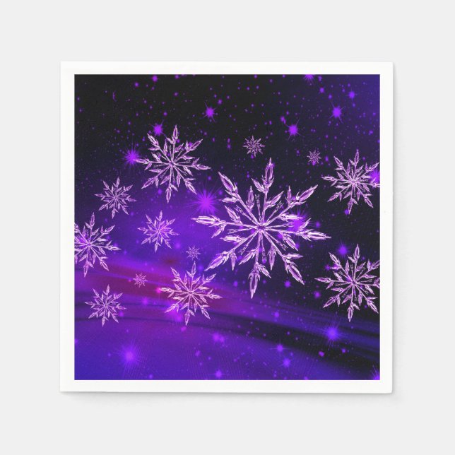 Snowflake purple pink winter cute napkin (Front)