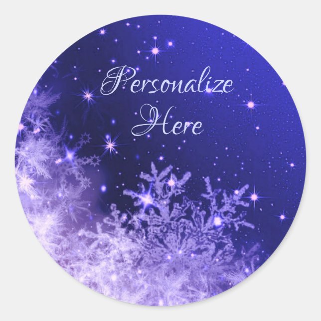 Snowflake purple sparkle sticker (Front)