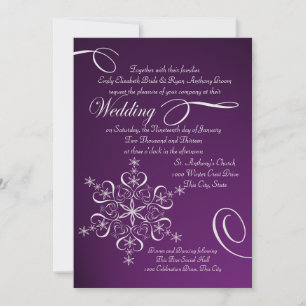 Snowflake Purple Winter Wedding Invitation