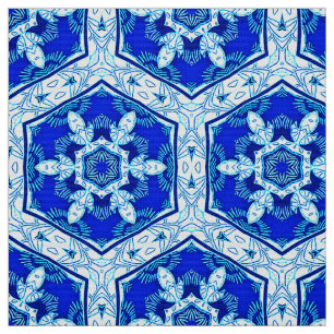 Snowflake Quit Pattern - Cobalt Blue and White  Fabric