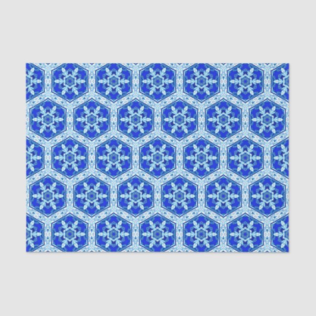 Snowflake Quit Pattern - Cobalt Blue and White  Tissue Paper (Front)