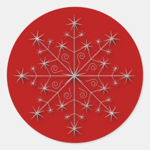 Snowflake red 2 - holiday sticker