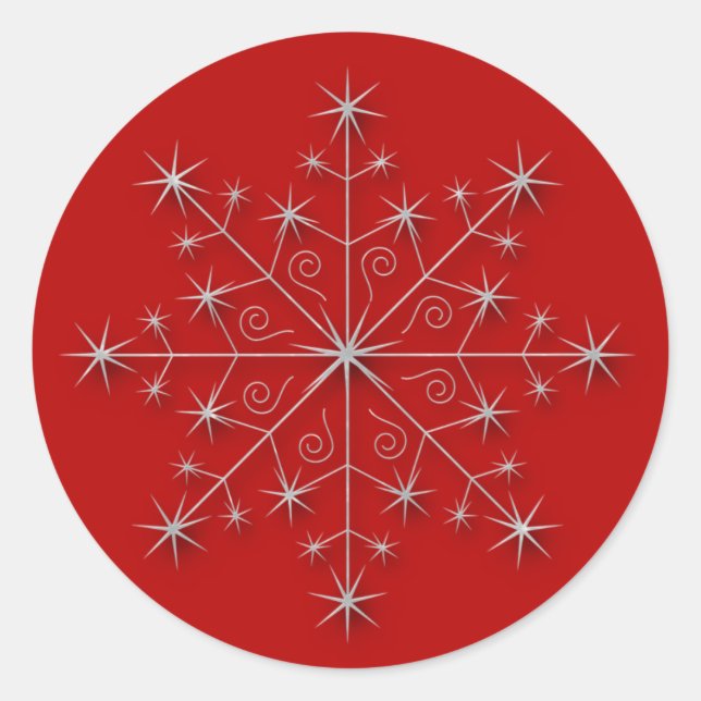 Snowflake red 2 - holiday sticker (Front)
