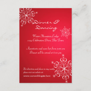 Snowflake Red 2 Winter Wedding Reception Invitation