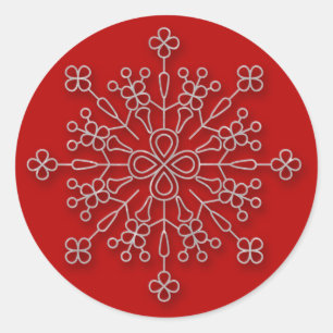 Snowflake red 3 - holiday sticker