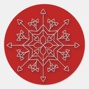 Snowflake red 4 - holiday sticker
