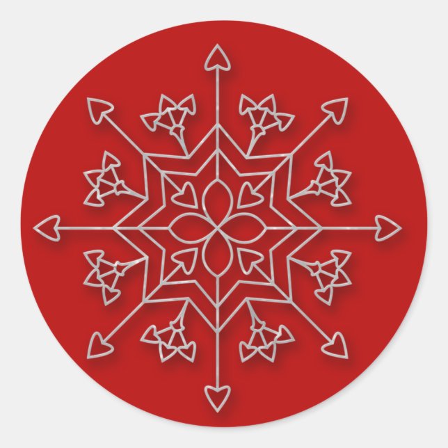 Snowflake red 4 - holiday sticker (Front)