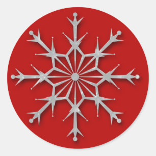 Snowflake red 6 - holiday sticker