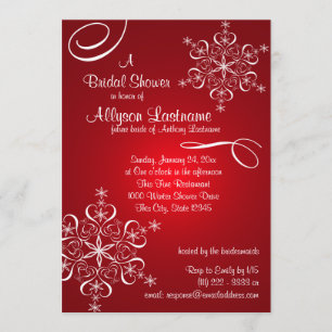 Snowflake Red Bridal Shower Invitation