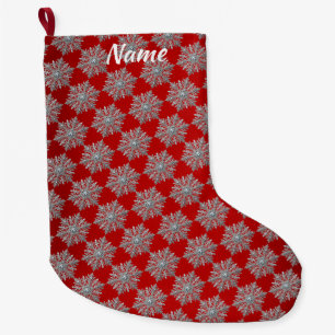Snowflake Red Christmas Holiday Stocking